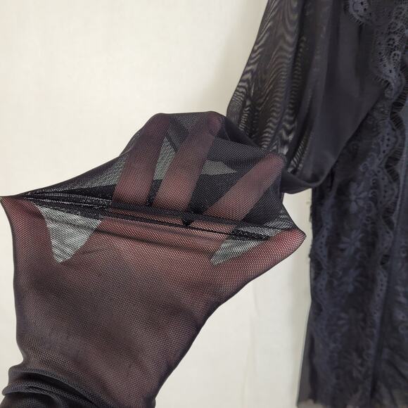 BKE Boutique sheer black lace long sleeved top XL goth fairy grunge regencycore - Picture 5 of 8